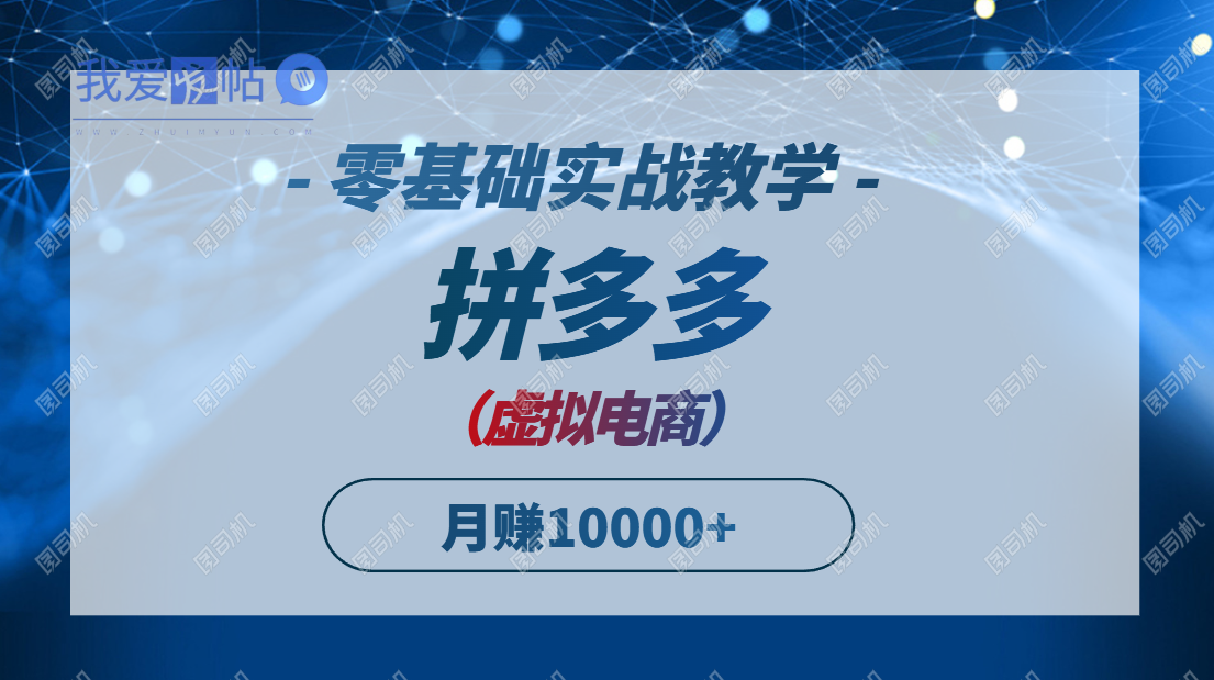 拼多多虚拟电商，零基础实战教学，快速打爆商品，新手也能月入10000+-我爱发帖