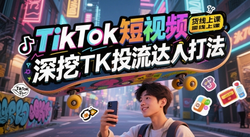 TikTok短视频带货线上课，深挖TK投流达人打法-我爱发帖