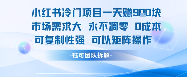小红书冷门项目一天收益9张，市场需求大，0成本，可复制性强可以矩阵操作-我爱发帖