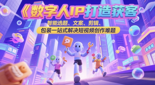 数字人IP打造获客变现实操课，智能选题、文案、剪辑、包装一站式解决短视频创作难题-我爱发帖