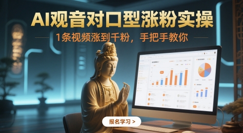 AI观音对口型涨粉实操，1条视频涨到千粉，手把手教你-我爱发帖
