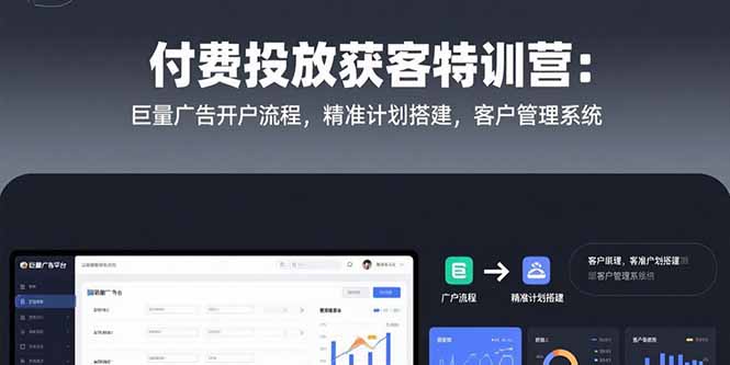 付费投放获客特训营：巨量广告开户流程，精准计划搭建，客户管理系统-我爱发帖