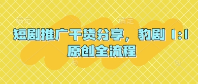 短剧推广干货分享，豹剧 1:1原创全流程-我爱发帖