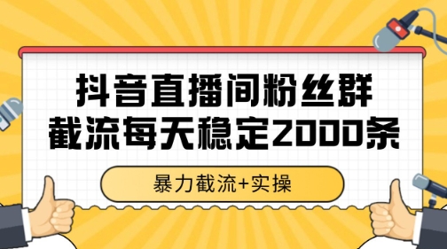 抖音直播间粉丝群暴力截流，一台电脑每天稳定2000条数据【揭秘】-我爱发帖