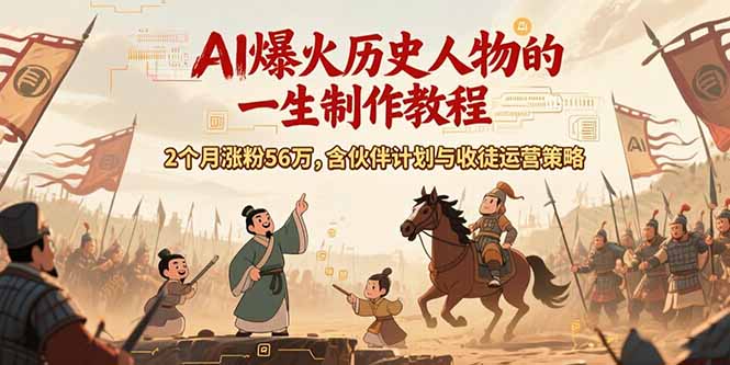 AI历史人物赛道课程，2个月涨粉56万，含伙伴计划与收徒运营策略-我爱发帖