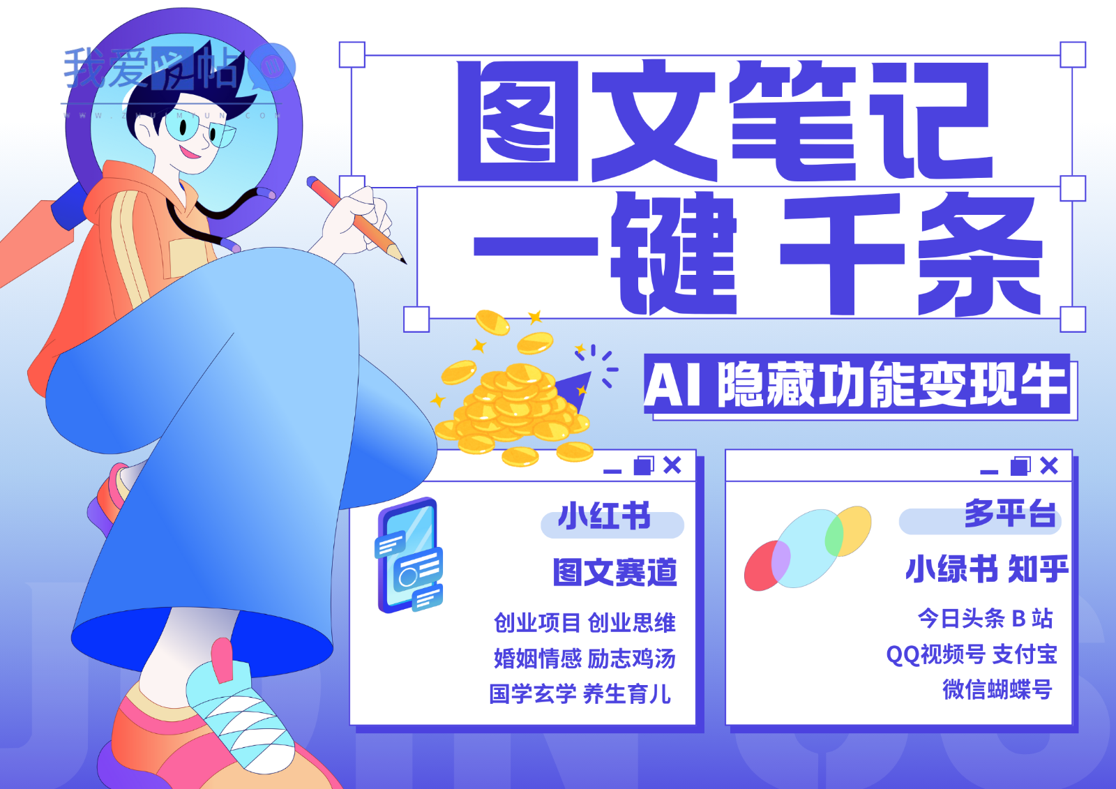 1键生成数千条图文 创业国学 秒生笔记 小红书小绿书图文 轻松引流 变现30000+-我爱发帖
