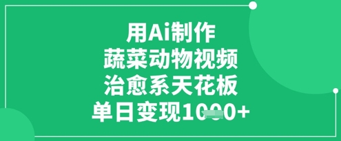 用Ai制作蔬菜动物视频，治愈系天花板，单日变现1k-我爱发帖