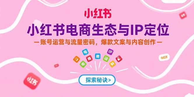 小红书电商生态与IP定位，账号运营与流量密码，爆款文案与内容创作-我爱发帖