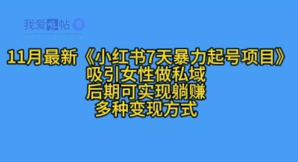 K总部落11月最新小红书7天暴力起号项目，吸引女性做私域【揭秘】-我爱发帖