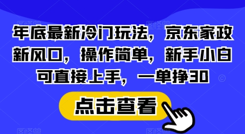 年底最新冷门玩法，京东家政新风口，操作简单，新手小白可直接上手，一单挣30【揭秘】-我爱发帖