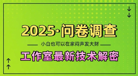 2025问卷调查最新工作室技术解密：一个人在家也可以闷声发大财，小白一天2张，可矩阵放大【揭秘】-我爱发帖