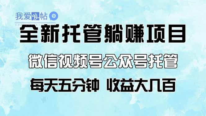 全新托管躺赚项目，微信视频号公众号托管代运营，每天五分钟，收益大几百-我爱发帖