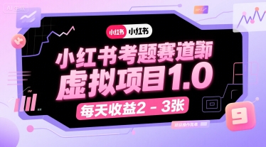 小红书考题赛道虚拟项目1.0，项目操作简单，每天收益2-3张-我爱发帖