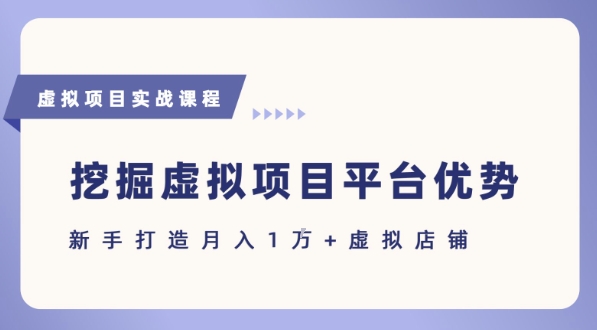 抓住虚拟项目各平台优势，新手轻松月入1W+(给出具体建议)-我爱发帖