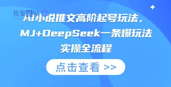 AI小说推文高阶起号玩法，MJ+DeepSeek一条爆玩法实操全流程-我爱发帖