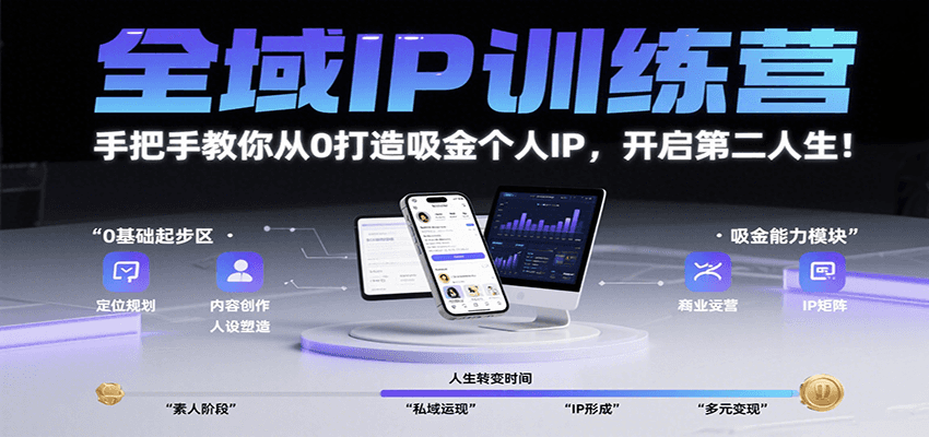 全域IP训练营，手把手教你从0打造吸金个人IP，开启第二人生！-我爱发帖