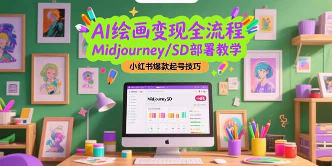 AI绘画变现全流程，Midjourney/SD部署教学，小红书爆款起号技巧-我爱发帖