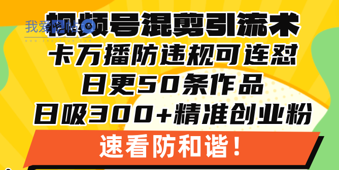 视频号混剪引流技术，500万播放引流17000创业粉，操作简单当天学会-我爱发帖