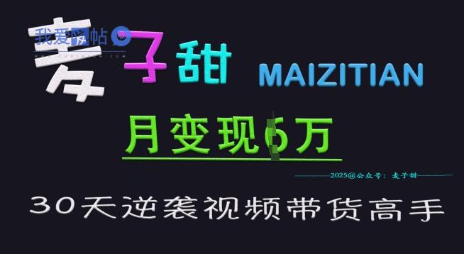 麦子甜30天逆袭视频带货高手，单月变现6W加特训营-我爱发帖