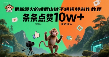 最新爆火的峨眉山猴子短视频制作教程，条条点赞10w+，谁做谁火【教程+提示词】-我爱发帖