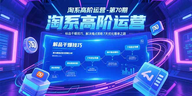 淘系高阶运营-第70期，标品干爆技巧，解决难点策略，大佬操盘方法-我爱发帖