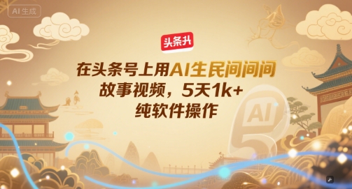 在头条号上用AI生民间故事视频，5天1k+，纯软件操作-我爱发帖