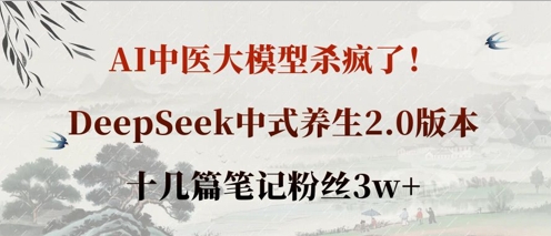AI中医大模型杀疯了！DeepSeek中式养生2.0版本，十几篇笔记粉丝3w+-我爱发帖