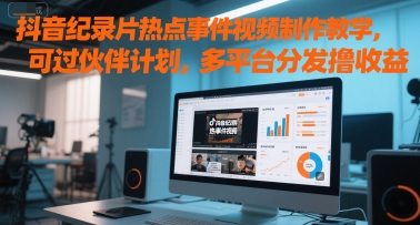 抖音纪录片热点事件视频制作教学，可过伙伴计划，多平台分发撸收益-我爱发帖