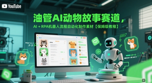 油管AI动物故事赛道，AI+RPA机器人流程自动化制作素材【保姆级教程】-我爱发帖