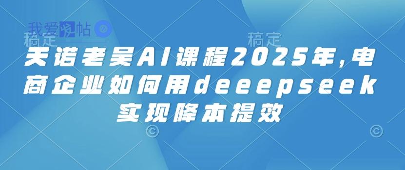 天诺老吴AI课程2025年，电商企业如何用deeepseek实现降本提效-我爱发帖