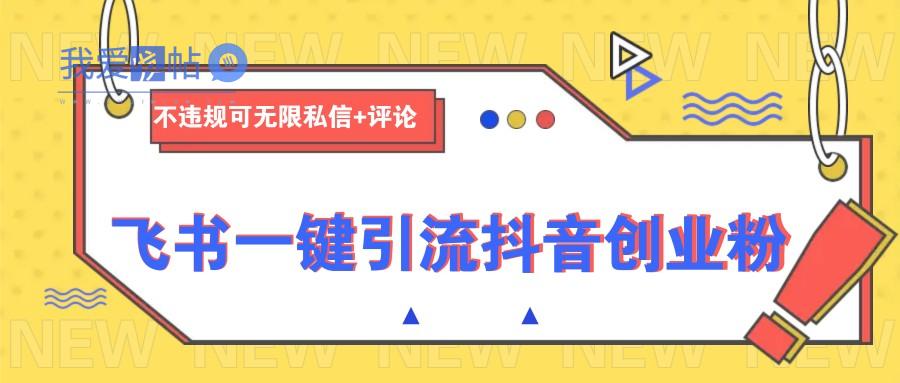 飞书一键引流抖音创业粉，不违规可 无限私信+评论-我爱发帖