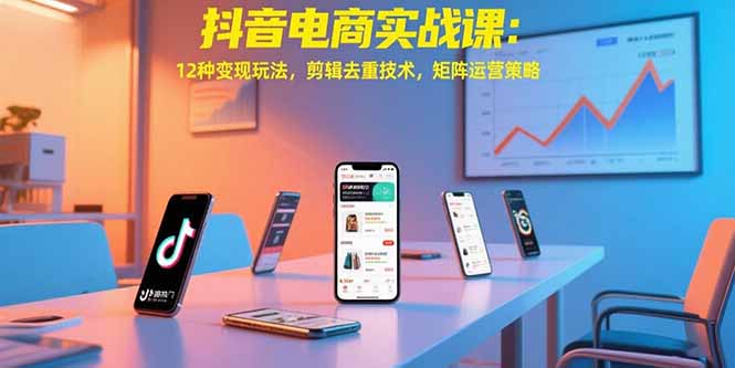 抖音电商实战课：12种变现玩法，剪辑去重技术，矩阵运营策略-我爱发帖