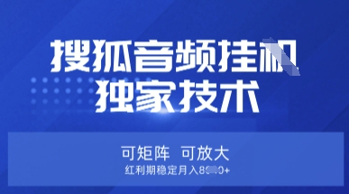 【搜狐音频挂G】独家技术，可矩阵可放大，红利期稳定月入8k【揭秘】-我爱发帖