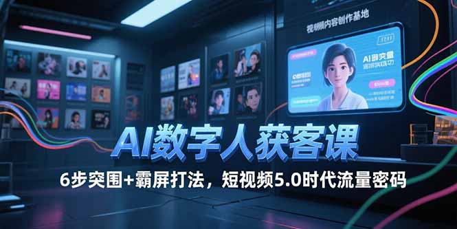 AI数字人获客课，6步突围+霸屏打法，短视频5.0时代流量密码-我爱发帖