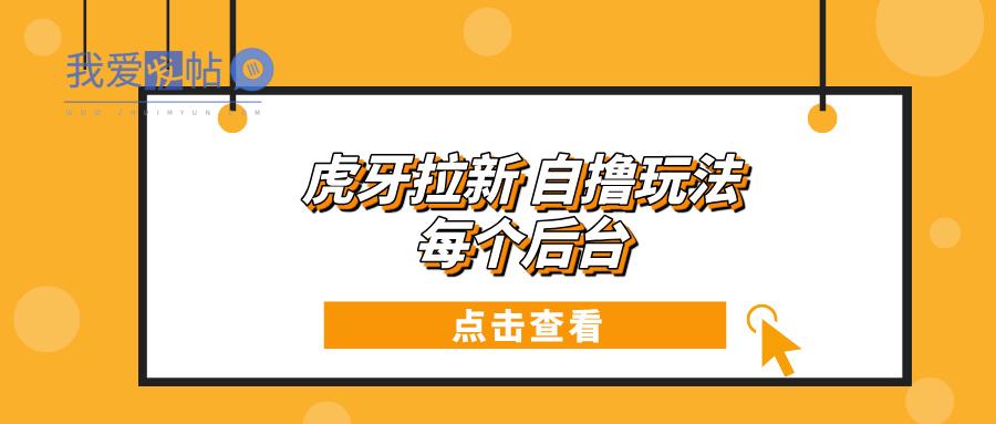 虎牙拉新项目玩法 每个后台每天100+-我爱发帖