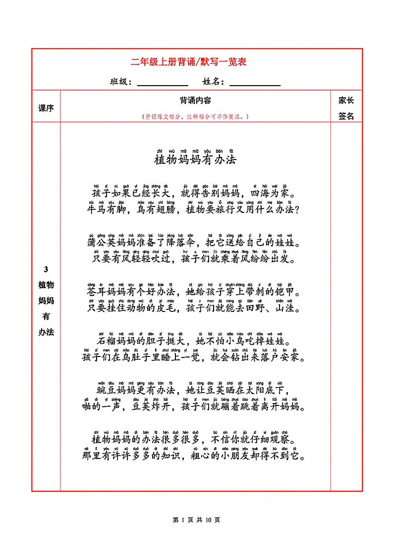 二上语文必背内容+默写表-我爱发帖