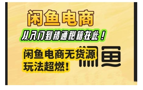 闲鱼电商实战课，从入门到精通秘籍在此，闲鱼电商无货源玩法超燃!-我爱发帖