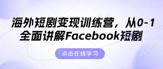 海外短剧变现训练营，从0-1全面讲解Facebook短剧-我爱发帖