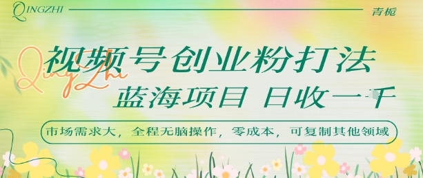 视频号创业粉打法，日入1k，蓝海项目，市场需求大，全程无脑操作，可复制-我爱发帖