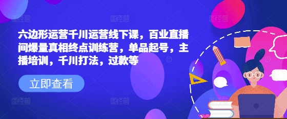 六边形运营千川运营线下课，百业直播间爆量真相终点训练营，单品起号，主播培训，千川打法，过款等-我爱发帖