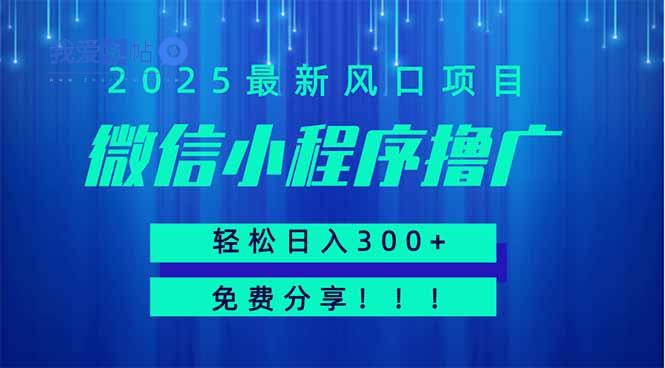 微信小程序撸广，最新风口项目，日入300+ 免费分享 可批量操作 小白可…-我爱发帖