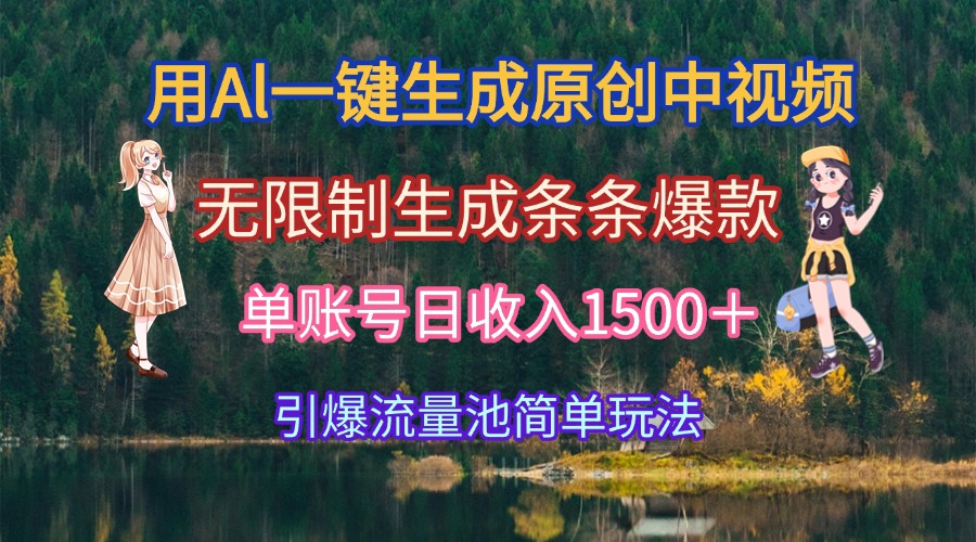 用Al一键生成原创中视频，无限制生成条条爆款，单账号日收入1500＋引爆…-我爱发帖