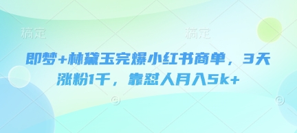 即梦+林黛玉完爆小红书商单，3天涨粉1千，靠怼人月入5k+-我爱发帖