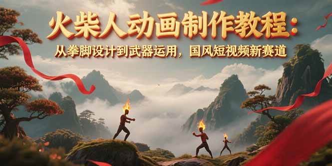火柴人动画制作教程：从拳脚设计到武器运用，国风短视频新赛道-我爱发帖
