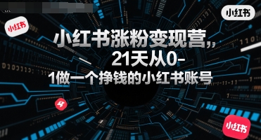 小红书涨粉变现营，21天从0-1做一个挣钱的小红书账号-我爱发帖