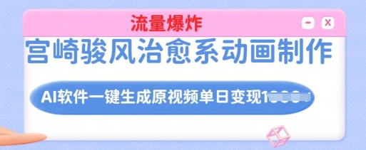 宫崎骏风治愈系动画制作，AI软件一键生成原创视频流量爆炸，单日变现多张，详细实操流程-我爱发帖