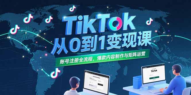 TikTok从0到1变现课，账号注册全流程，爆款内容制作与矩阵运营-我爱发帖