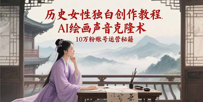 历史女性独白创作教程，AI绘画声音克隆术，10万粉账号运营秘籍-我爱发帖