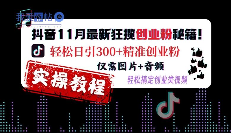 抖音11月最新狂揽创业粉秘籍，轻松日引300+精准创业粉，仅需图片+音频，轻松搞定创业类视频-我爱发帖