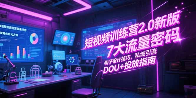 短视频训练营2.0新版，7大流量密码/钩子设计技巧/私域引流/DOU+投放指南-我爱发帖